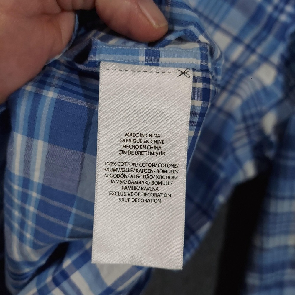 Ralph Lauren Shirt Mens Big 2X Blue Plaid Long Sleeve Button-Up Cotton - Picture 4 of 10
